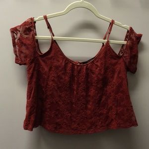 Dark orange off shoulder crop top